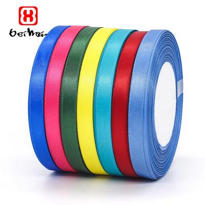 China Hot Sale High Tenacity 10mm Double Face Good Quality 100% Polyester Stocked Satin Ribbon Wholesale Satin Ribbon Suppliers for sale