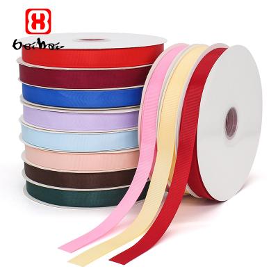 China Wholesale High Tenacity Stocked 25 Mm Solid Colors 100% Polyester Grosgrain Ribbon Can Custom Printed Grosgrain Ribbon For Gift Wrapping for sale