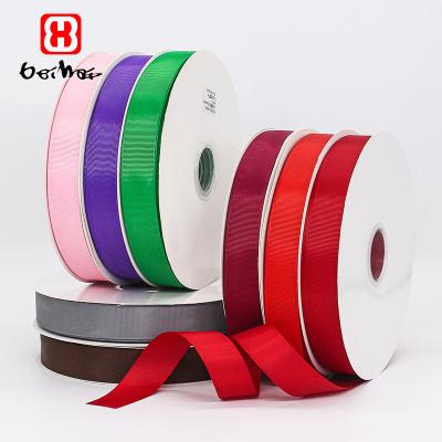 China Wholesale and retail top brand 20 tenacity colors 25mm width 100% polyester solid color polyester stocked double face grosgrain ribbon for sale