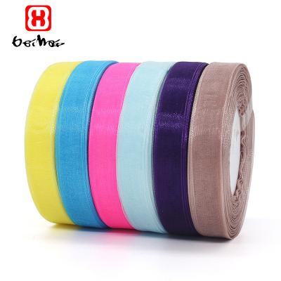 China High tenacity factory wholesale 100% organza 15mm nylon ribbon directly with hand gift box box also for boxes package for sale