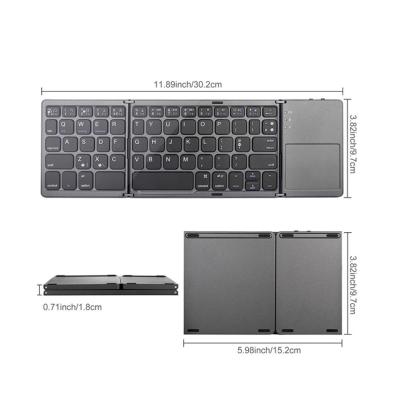 China Factory Hot Selling Gift Wireless Folding BT 3.0 Mini Rechargeable Wireless Keyboard with Touchpad for sale