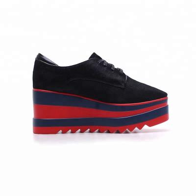 China Wholesale Hot Selling Durable Lace Up Womens Shoe Double Color Wedge Athletic Shoes for sale