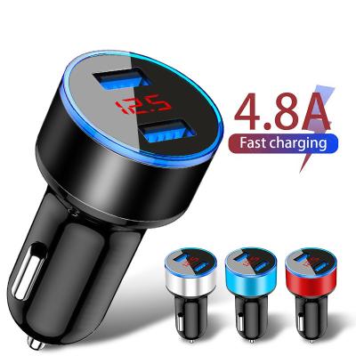 China 4.8A Mobile Phone LED Display USB Phone Mobile Phone Adapter Car Charger for sale