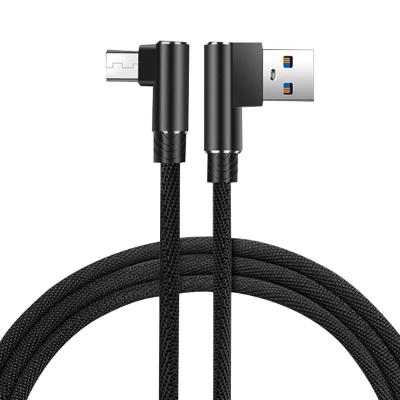 China Micro MP3/MP4 Player Charger Cable 90 Degree Data USB 1/2/3M Fast Charging Cable Dual Tie For Smart Phone Micro USB Cable Wire for sale