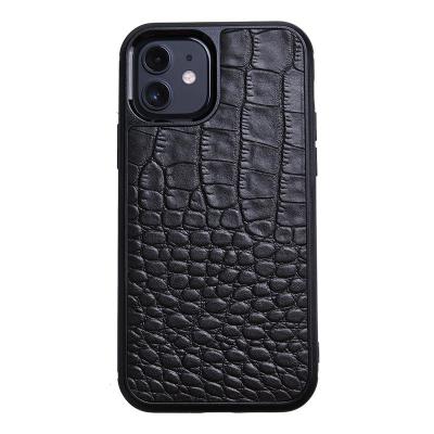 China Luxury Anti-fall Business Design Cell Brand Designer Croc Mobile Leather Phone Case for sale