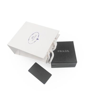 China Black Textured Fancy Jewelry Logo Lid And Silver Luxury Card Tray Velvet Necklace Card UV Printing Paper Box for sale