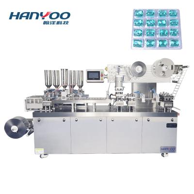 China HANYOO DPP-270Y High Efficiency Operation Fun Easy Egg Toys Blister Packing Machine Pet Dewormer Honey Butter SauceLiquid Filling Packagine for sale