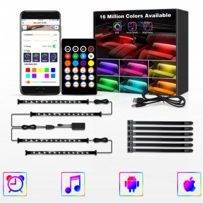 China Car Led BT Car Atmosphere USB Single Foot Music Light Bar RGB Decoration Strip Welcome Black 5050 for sale