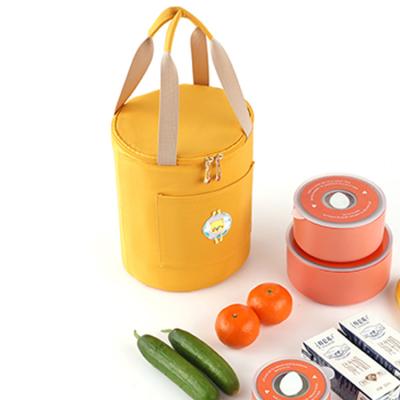 China New design waterproof eco cotton round cylinder shape cooler lunch bag for students for sale