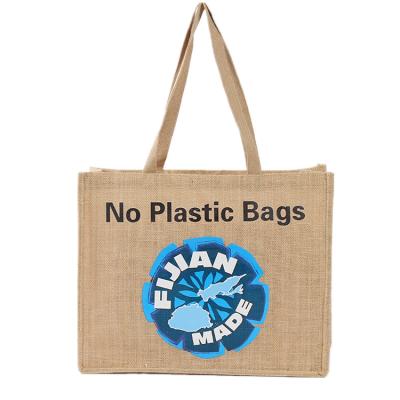 China Handled No Logo Plastic Bag Large Custom Eco Friendly Jute Tote Shopping Grocery Bag for sale