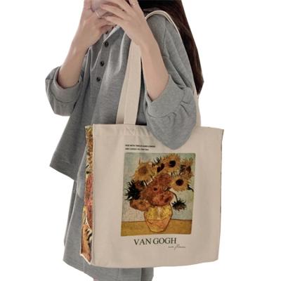 China Durable Large Capacity Oil Painting Canvas Bag Woman Shoulder Bag Handled Shopping Bag Student Large for sale