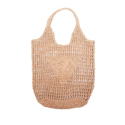 China Famous Custom Brand Logo Crochet Straw Bag Hollowed-out Straw Bag Custom Woven Straw Tote Summer Beach Bag Fashion Moroccan Beach New for sale