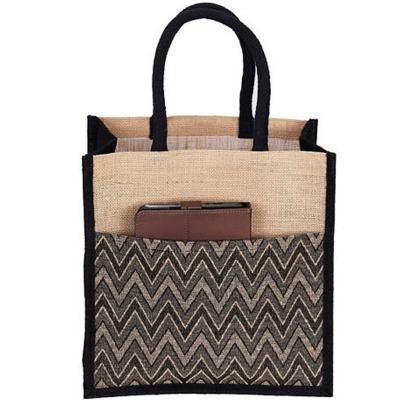 China Handled Exporter Custom Jute Bag Durable Waterproof Customizable Recycled Hessian Shopping Tote for sale