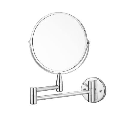 China Double Sided 2X Telescopic Folding Bathroom Makeup Magnifying Mirror Magnifying Decorative Wall Bath Mirrors for sale