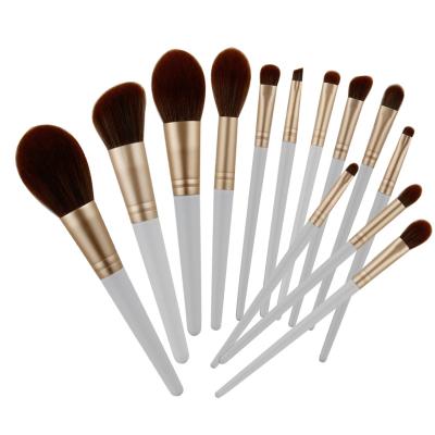 China Angular Blush Quality Makeup Brush 13pcs Wholesale For Face/Eye Synthetic Fiber Wooden HandleMakeup Soft Dense Brush Brush for sale