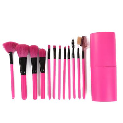 China Durable Popular Makeup Beauty Tool Make Up Brushes With Wooden Holder 12pcs Handle Eyebrow Brush Makeup Brushes for sale