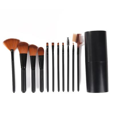 China Durable Black Luxury Label Foundation Wholesale Wood Handle Private Brush Set Kit Wholesale Wood Handle Cosmetic Makeup Brushes for sale