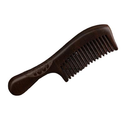 China Chinese Style Travel Portable Chinese Style Handmade Sandalwood Painted Carving Beard Comb Wooden Hair Comb for sale