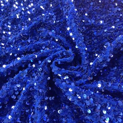 China Wholesale Luxury Customized Anti Pill Velvet Sequin Embroidery Fabric for sale