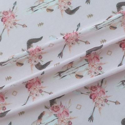 China Stretch Year Of Ox Mesh Fabric Floral Printed Custom Polyester For Summer Season for sale