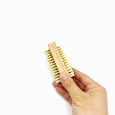 China Eco-Friendly Private Label Nail Dust Brush Vegan Natural Sisal Wooden Double Sided Nail Brush For Cleaning for sale