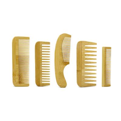 China Anti Static Naturally Eco - Friendly Wide Tooth Hair Comb With Logo Natural Bamboo Comb For Hair Styling And Massage for sale