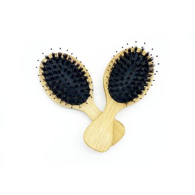 China Wholesale New Style Waterproof Travel Mini Natural Bamboo Paddle Scalp Massage Detangling Bristle Hair Brush for sale