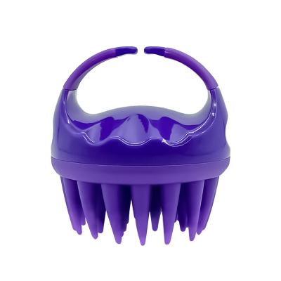 China Longer Waterproof Silicone Bristle Hair Styling Tools Household Scalp Massager Hair Shampoo Purple Brush For Thick Hair Baby for sale