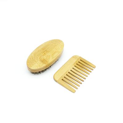 China 2022 New Pocket Naturally Eco-Friendly Style Bamboo Soft Bristle Beard Brush And Comb Set For Men Personal Care Volume for sale