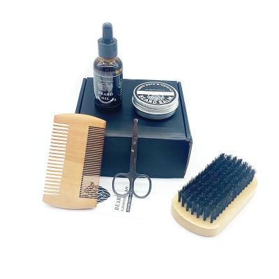 China Naturally Eco-Friendly Personalized Wooden Soft Beard Growth Kit Pocket Comb Beard Oil Bristle Brush For Men Personal Care for sale