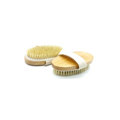 China All Natural Customized Wholesale Hand Held Logo Natural Wooden Bristle Exfoliating Massage Bath Dry Brush For Body for sale