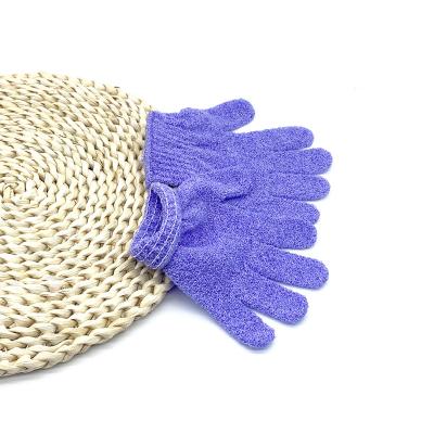 China EXFOLIATING Dead Skin Remover Nylon Cheap Five Fingers Exfoliating Gloves Body Scrubber Silk Bath Glove For Shower for sale