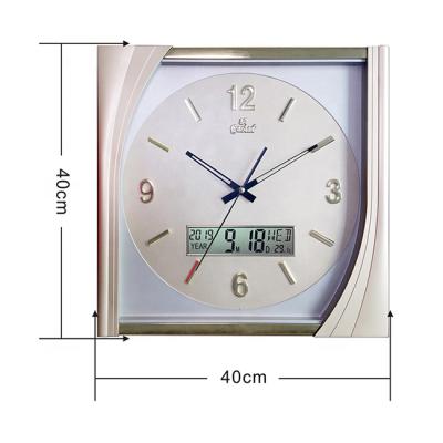 China Calendars Hot-selling Characteristic LCD Temperature Calendar Display Square Wal Clock for sale