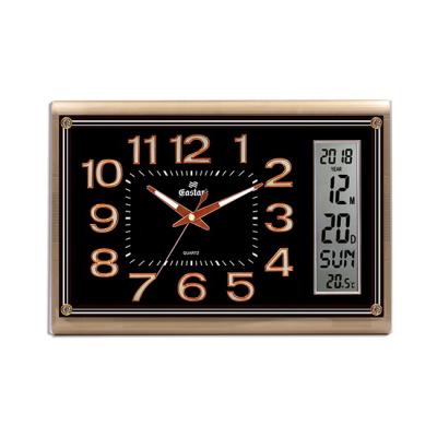 China Classroom Large Size Home Decoration Square LCD Plastic Illuminated Calendar Wal Clock for sale