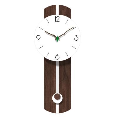 China BREF Personality Simple White Acrylic Wood Leaf Flag Plate Creative Home Swing Wall Clock for sale