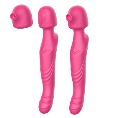 China USB Clitoral Sucking Vibrator for Women Vibrating Rod with Detachable Sucking Headgear 2 in 1 Vibrating Toy for Foreplay and Orgasm for sale