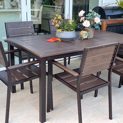 China Modern Design Outdoor Patio Waterproof Plastic Outdoor Plastic Wood Garden Furniture Outdoor Table for sale