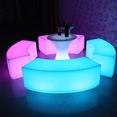 China Modern Public Outdoor PE LED Lighting Fashion Design Metal Mall Furniture Park Patio Garden Plastic Bench for sale