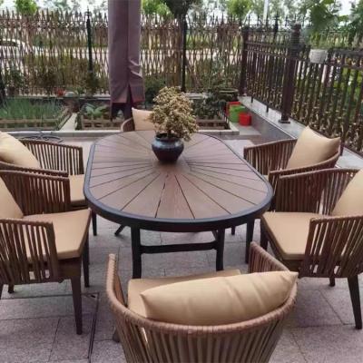 China Modern Design Modern Popular Outdoor Waterproof Outdoor Furniture Leisure Balcony Patio Garden Plastic Plastic Wood Sets for sale