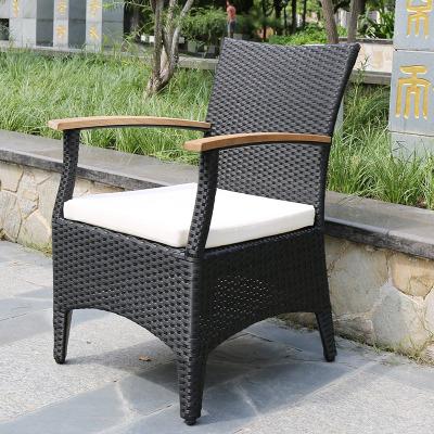 China 2022 Customization Modern Black Waterproof Patio Garden Rattan Wicker Cushion Bar Dining Chair Outdoor for sale