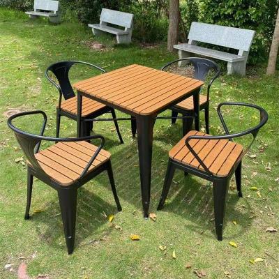 China High Quality Metal Frame Outdoor Furniture Water Proof Design Plastic Wooden Outdoor Garden Patio Set for sale