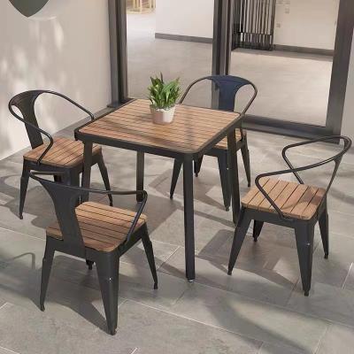 China Outdoor Metal Frame Water Proof Fashion Design Furniture Plastic Wooden Outdoor Garden Patio Set for sale