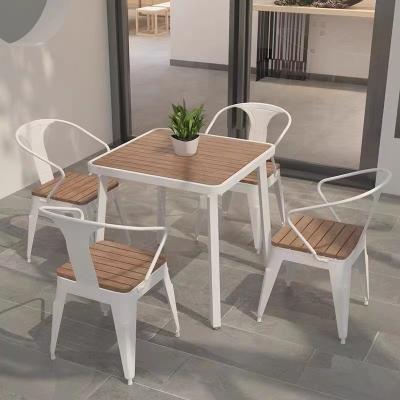 China Hot Sale Water Proof Design Leisure Furniture Metal Frame Outdoor Plastic Wood Garden Patio Set for sale