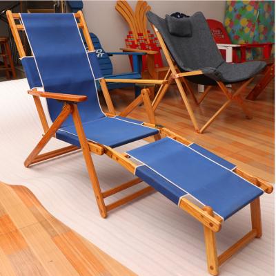 China Modern Wholesale Parts Modern Stainless Fabric Metal Beech Wood Sun Lounger Folding Outdoor Wooden Beach Chair for sale