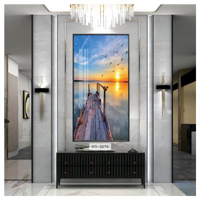 China Waterproof Crystal Paintings Aluminum Alloy Wall Art Diamond Resin Surface Landscape Wall Framed Frame for sale