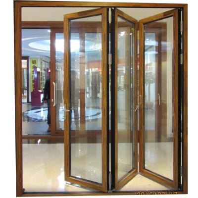 China Soundproof / Water Resistance 2.0mm Thickness Safety Glass Powder Coated Bi-folding Doors for sale