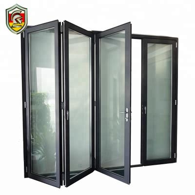 China Garden clear bifold doors accordion tempered glass aluminum main entrance soundproof/water resistance folding door for sale