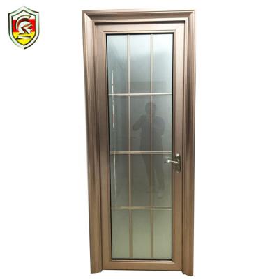 China Mauritius Tempered Glass Bathroom Profile Commercial Building Frosted Aluminum Door Soundproof / Water Resistance for sale