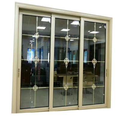 China Sliding Aluminum Profile Tempered Clear Glass Sliding Patio Doors 3 Panel for sale