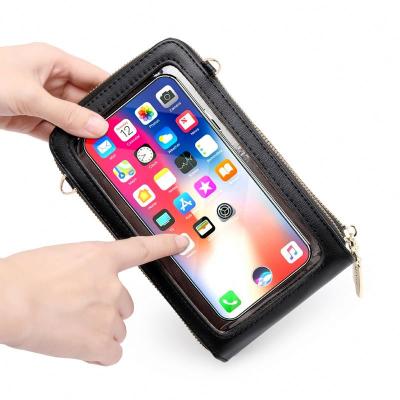 China 2021 Anti-Fall Cell Phone Bags 6.5 Inch Phone Metal Zipper Phone Storage Bag Card Holder Shoulder Purse For Girls Women Lady for sale